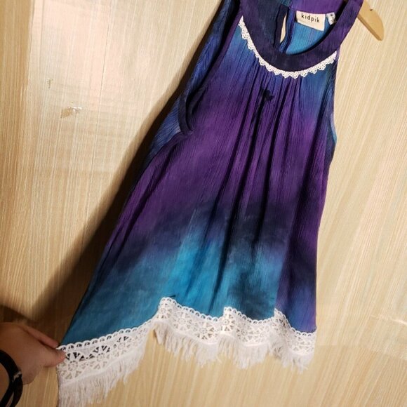 Kidpik Girls Tie Dye Sleeveless Tunic With Fringe - Picture 3 of 8